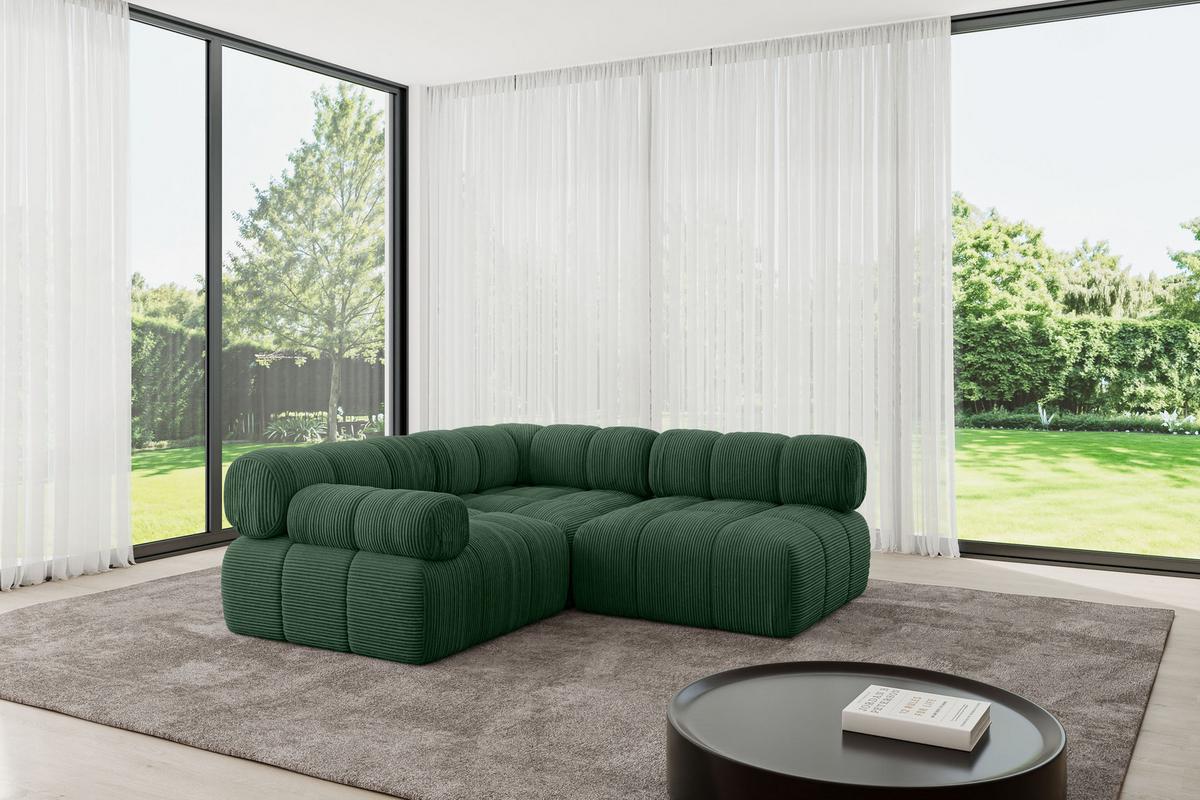ECKSOFA modulares Sofa Mende-L1 - 190x190x70 cm Grün Cord - Grün, Holzwerkstoff/Textil (190/190cm) - ALTDECOR