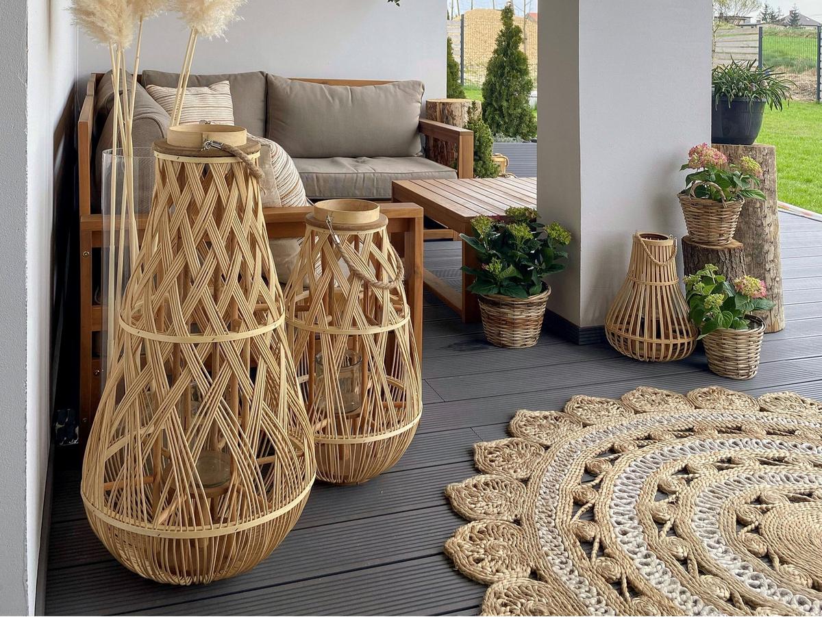 LATERNE Heller Holzfarbton Tonga - Hellbraun, Holz (34/56/34cm) - Beliani