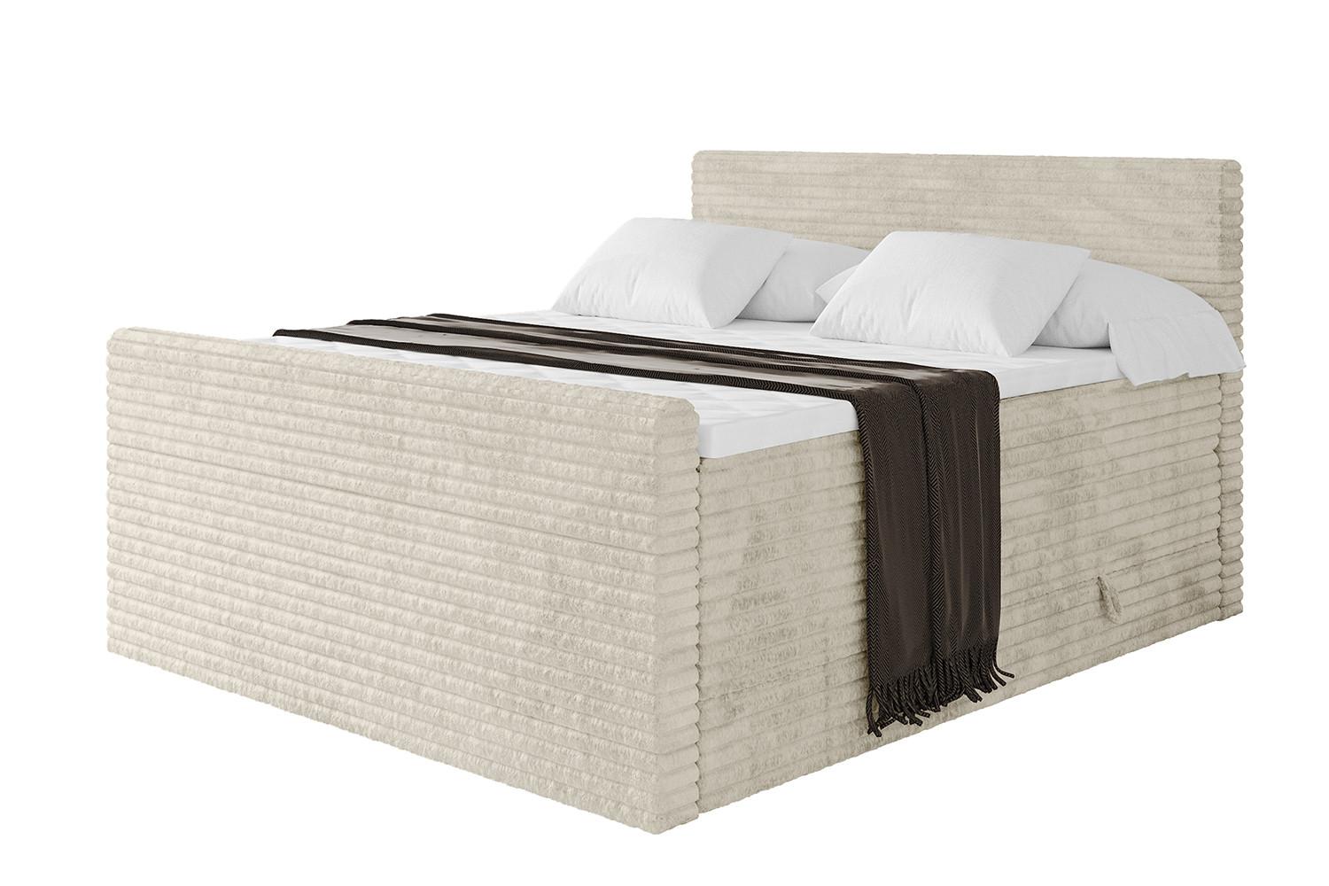 BOXSPRINGBETT mit Matratze H3|H4 und Lattenrost - TOLO-Z KING-v1 120x200 Cord - Creme - Champagner, Holzwerkstoff (120/200cm)
