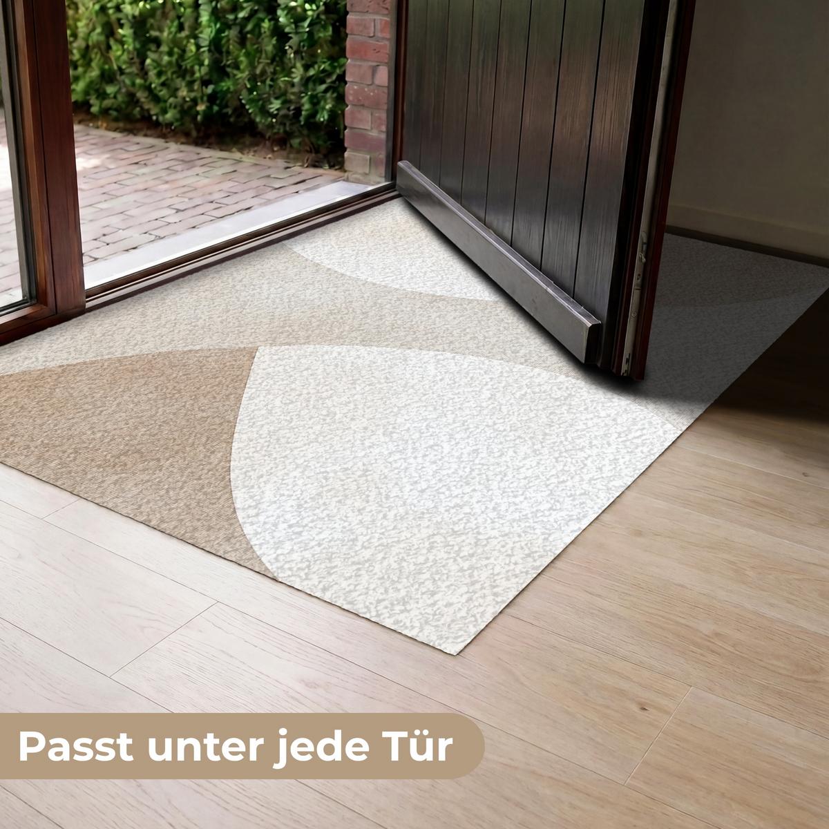 FUSSMATTE Braun - Japandi - Abstrakt Schmutzfangmatte 120x80 cm - Beige, Kunststoff (120/0.4cm) - MuchoWow