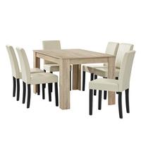 TISCHGRUPPE Forssa - Creme/Naturfarben, Holz/Holzwerkstoff (140/77/90cm) - [en.casa]