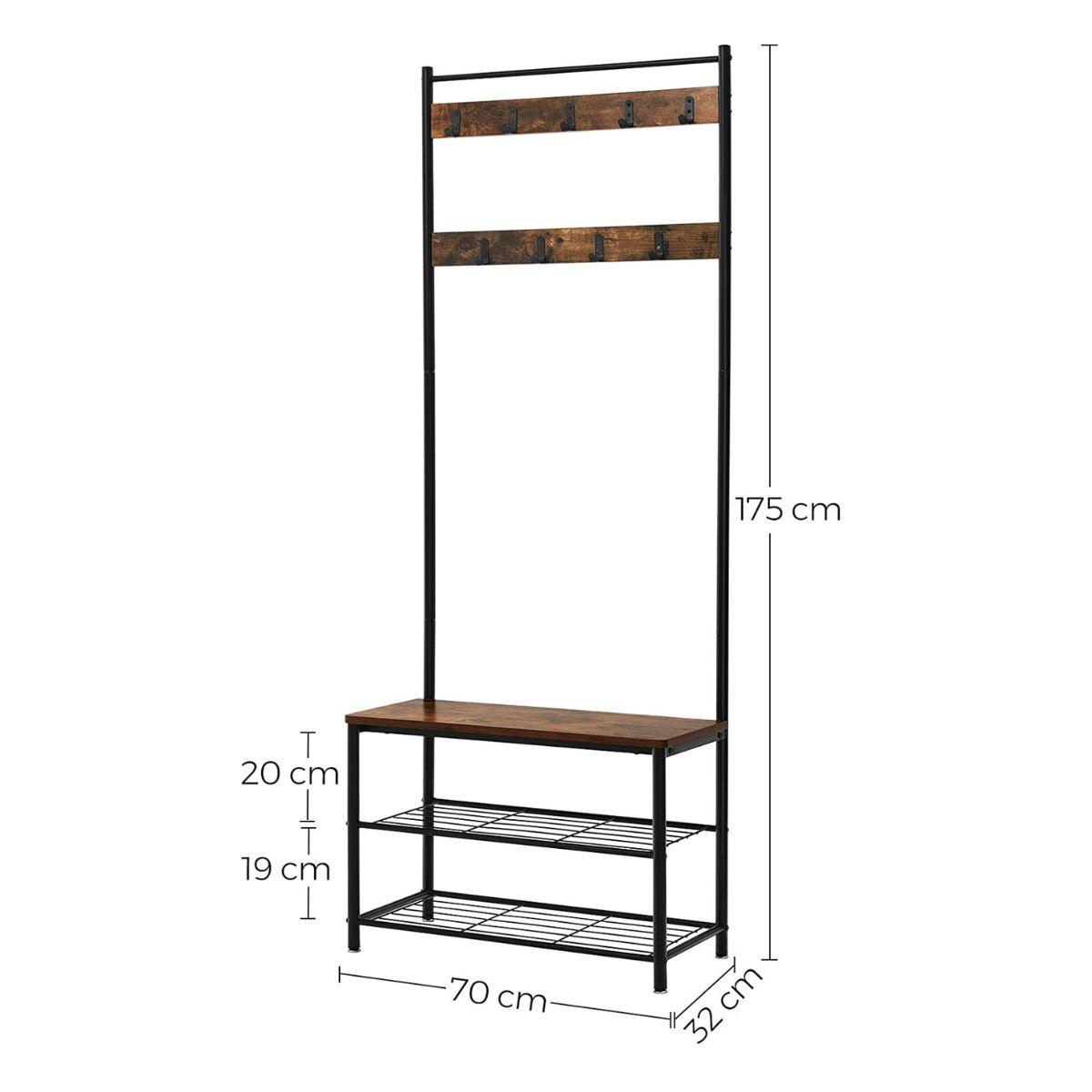 MEHRZWECKSCHRANK mit Kleiderhaken und Schuhbank - Nussbaumfarben, Holzwerkstoff (32.5/175/78.5cm) - Calicosy