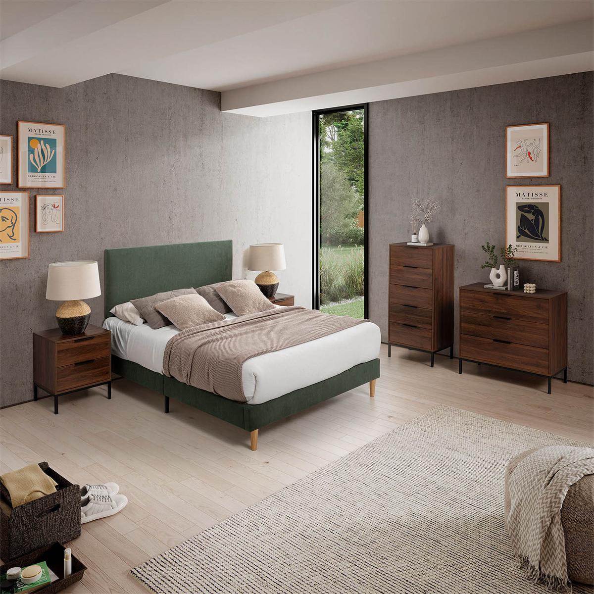 POLSTERBETT + kopfteil Bari 140x200 cm, Grün - Grün, Textil (200/140cm) - VS Venta-stock
