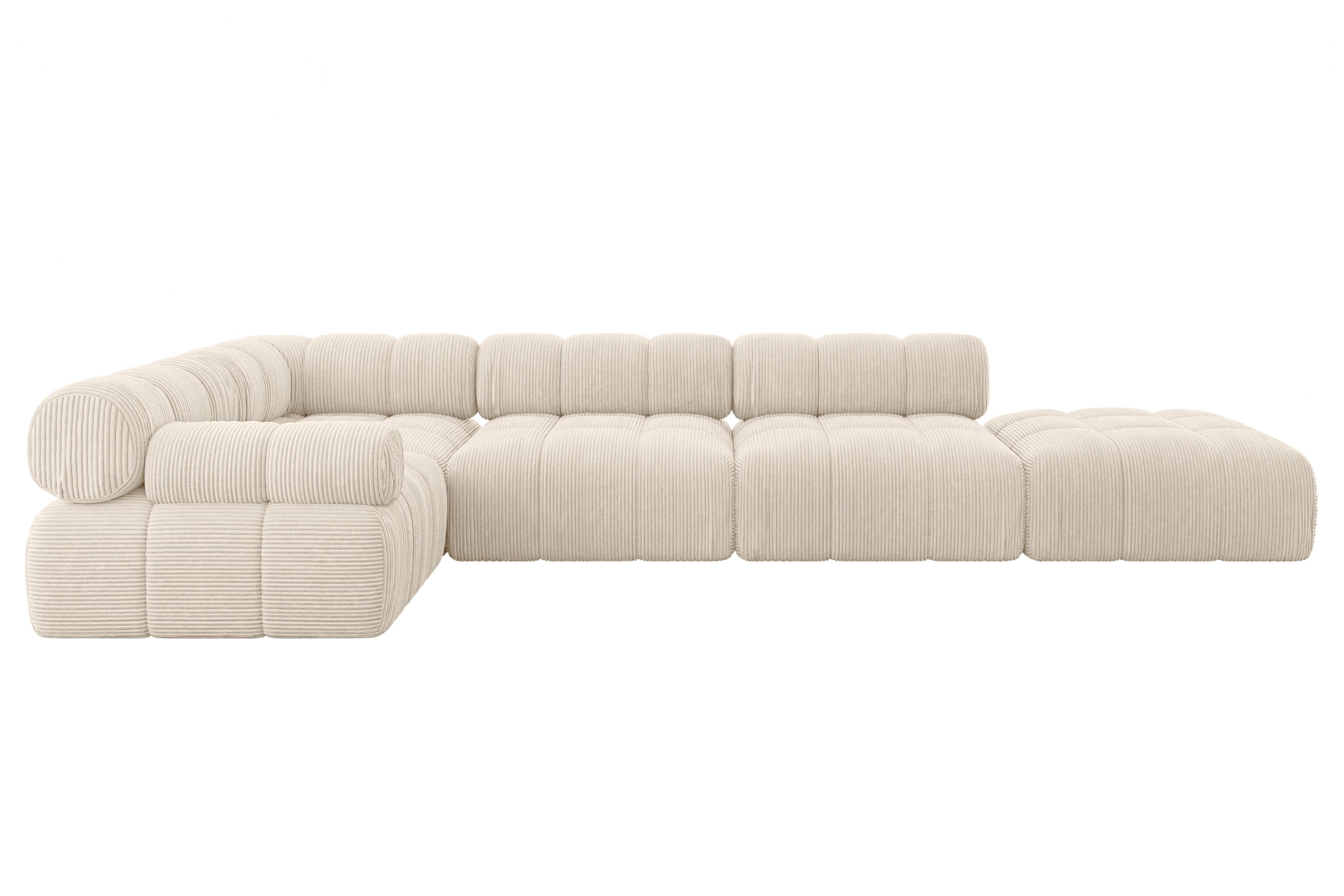 ECKSOFA modulares Sofa Felto-L2 - 380x190x70 cm Beige Cord - Beige, Holzwerkstoff/Textil (380/190cm) - ALTDECOR