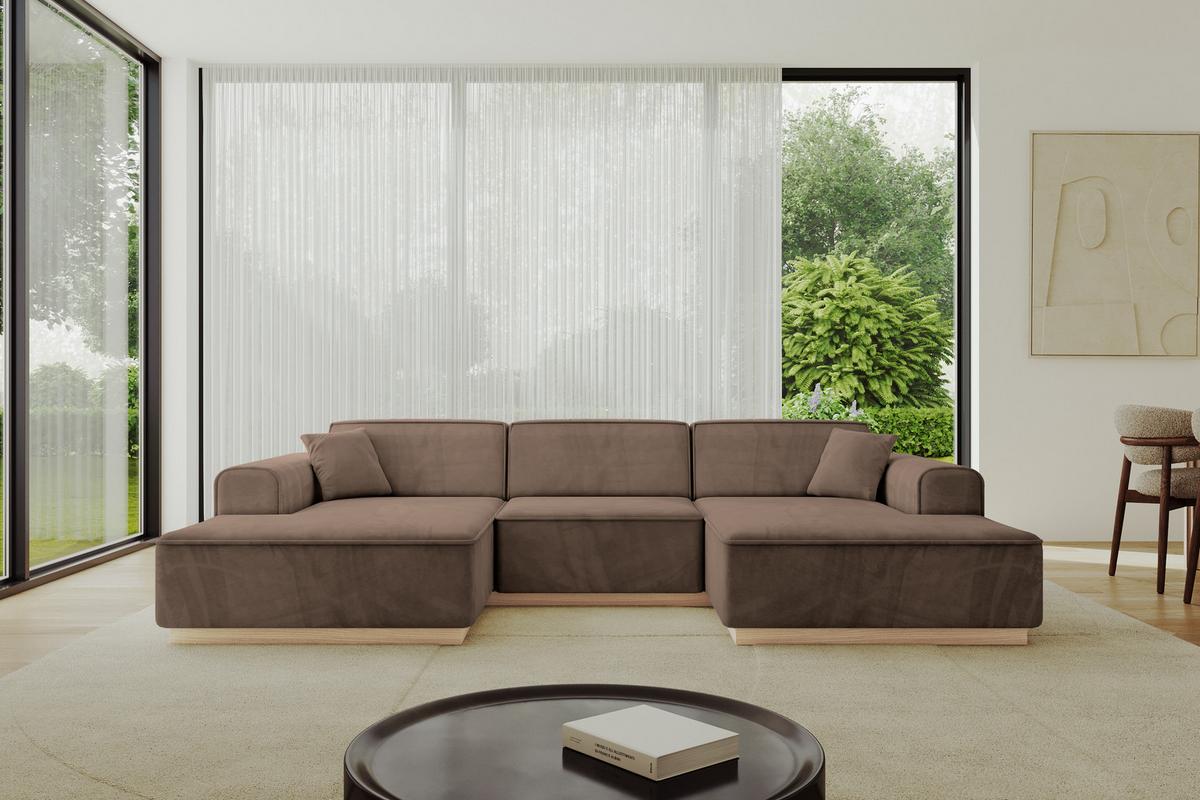 WOHNLANDSCHAFT IREA-U1 - 301x165x80 cm Braun - Braun, Holzwerkstoff/Textil (301/80/165cm) - ALTDECOR