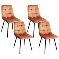 ESSZIMMERSTUHL 4er-Set Samtstoff Orange Powell - Orange, Textil (45/88/62cm) - Beliani