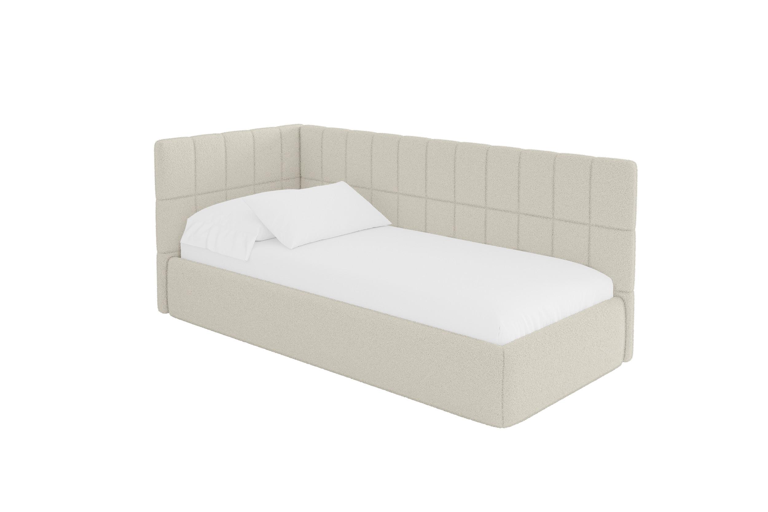 EINZELLBETT Jugendbett mit Bettkasten und Matratze H3/H4, Rechts - TULY 100x200 Beige - Perlmutt, Holzwerkstoff/Textil (100/200cm) - ALTDECOR