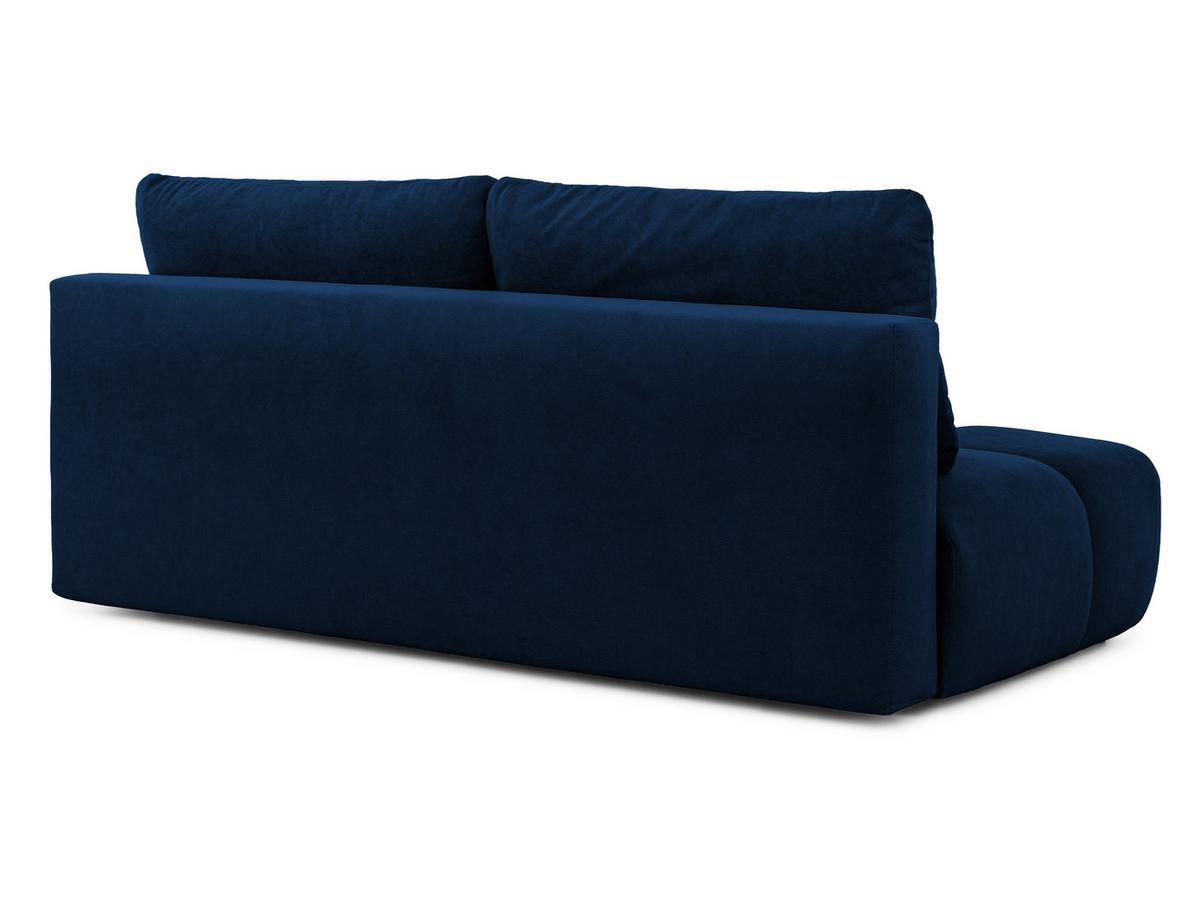 SCHLAFSOFA Belluno aus hochwertigem Marineblau Plüschstoff mit Bettkasten und tiefen Steppungen in Bubble-Optik - Blau/Schwarz, Holz/Kunststoff (205/87/105cm) - S-Style