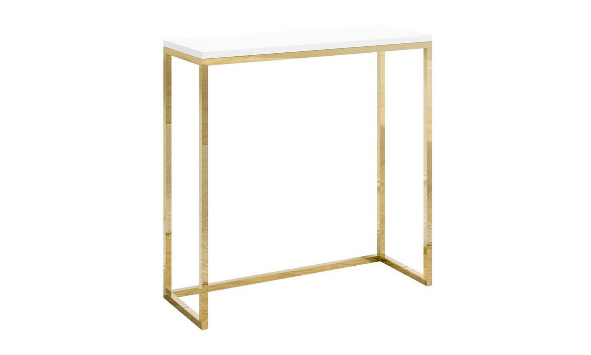 KONSOLE MODERN II 80/30/80 cm Goldchrom/Weiß Hochglanz - Goldfarben/Weiß, Holzwerkstoff/Metall (80/80/30cm) - Lookway