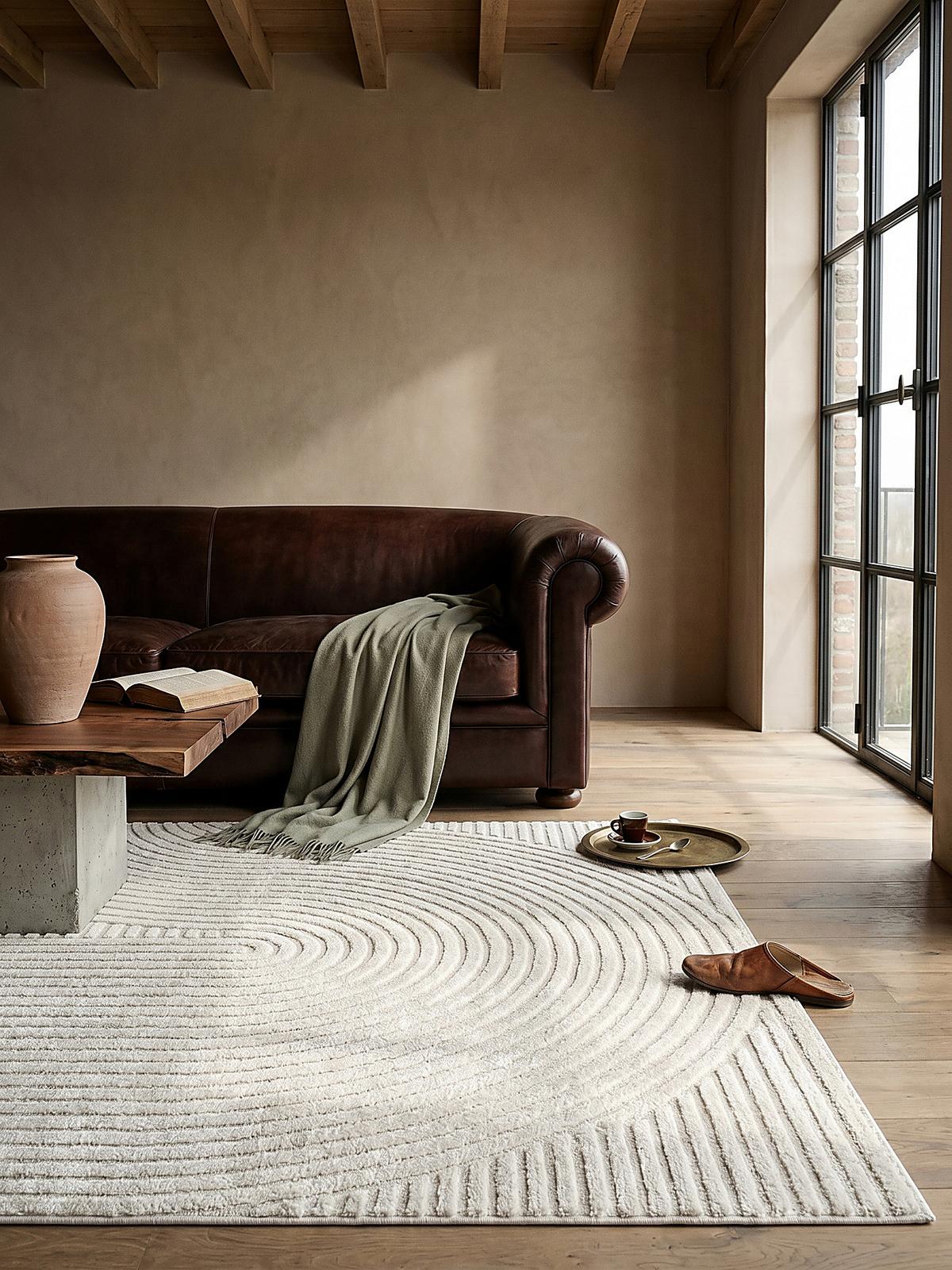 KURZFLORTEPPICH Geometrisch CETINA Polypropylen Creme 160 x 230 cm - Beige, Textil (160/230cm) - KADIMA DESIGN