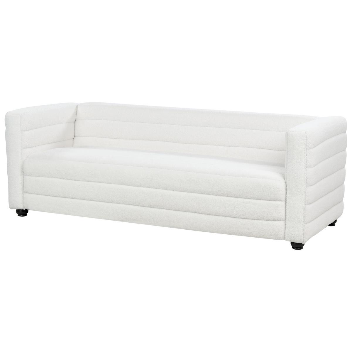 3-SITZER-SOFA Bouclé cremeweiß Hofn - Schwarz/Weiß, Textil (214/72/79cm) - Beliani