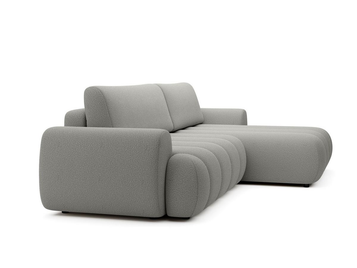 ECKSOFA SITO Grau Geflochtener Stoff mit Schlaffunktion - Grau, Holz (272/168cm) - MASSENO