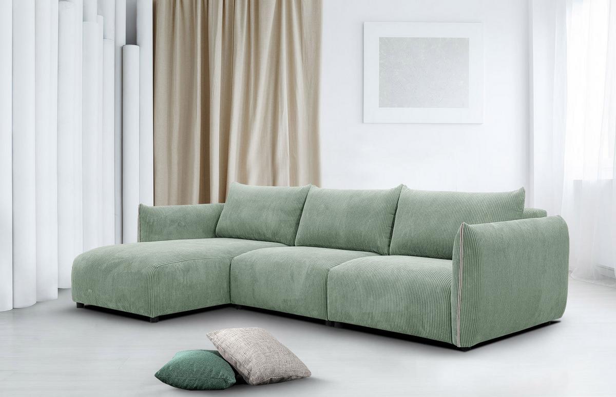 ECKSOFA TAUER 5-Sitzer, mintgrün - Schwarz/Mintgrün, Holzwerkstoff/Kunststoff (173/294cm) - Wozimo