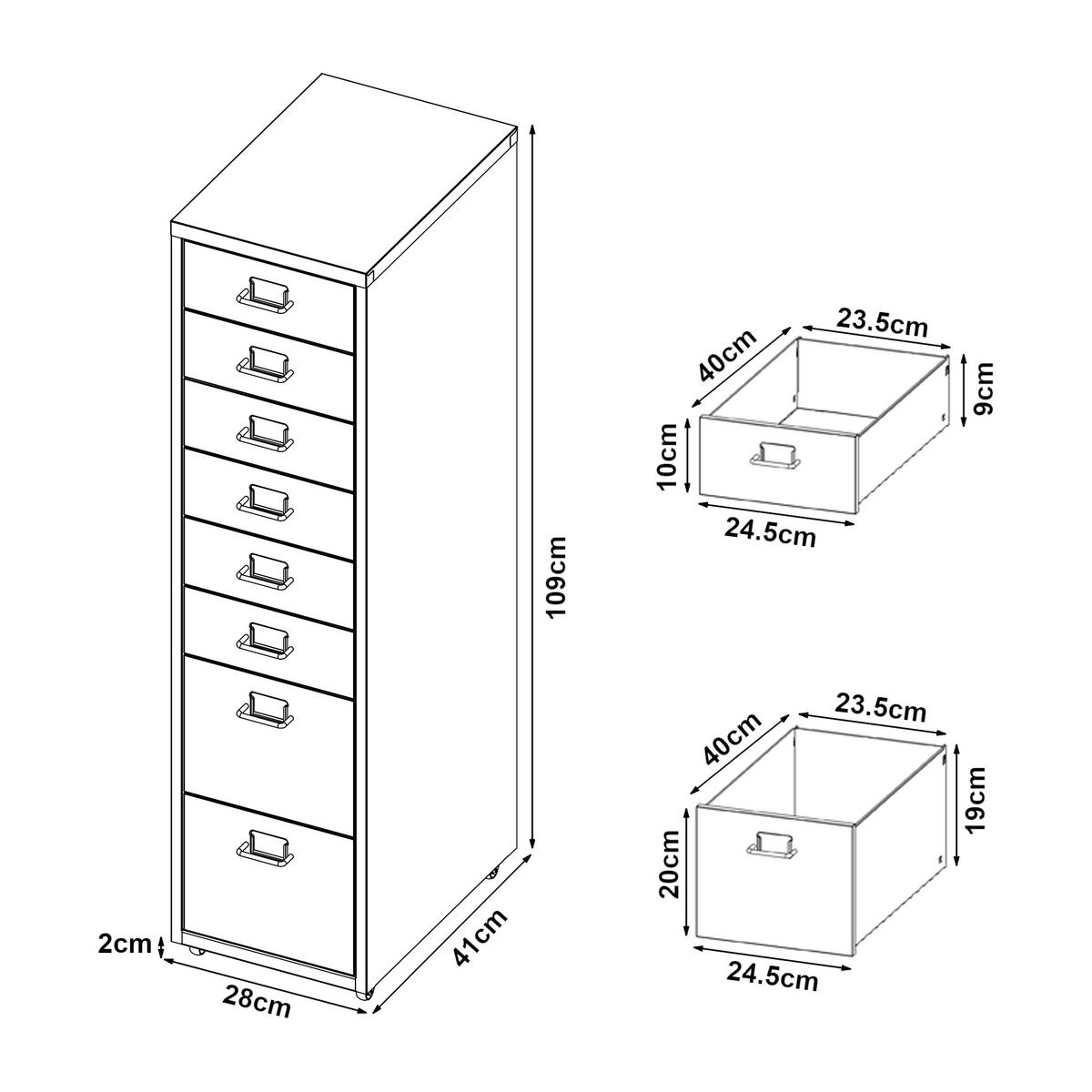 ROLLCONTAINER Kökar - Dunkelgrau, Metall (28/109/41cm) - [en.casa]