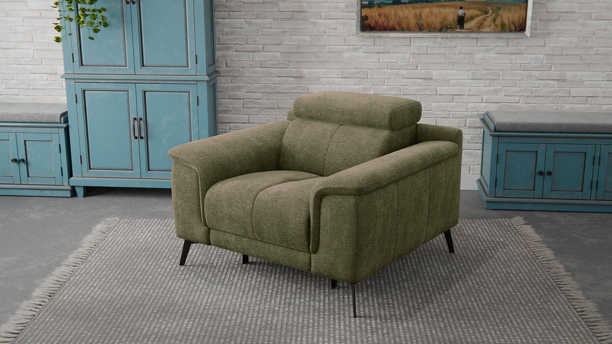 SESSEL FIERO mit Relaxfunktion, olivgrün - Schwarz/Olivgrün, Holzwerkstoff/Textil (114/82/103cm) - Wozimo