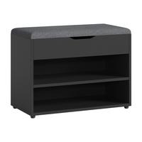 SCHUHBANK Gentofte - Schwarz, Holzwerkstoff/Textil (60/46/30cm) - [en.casa]
