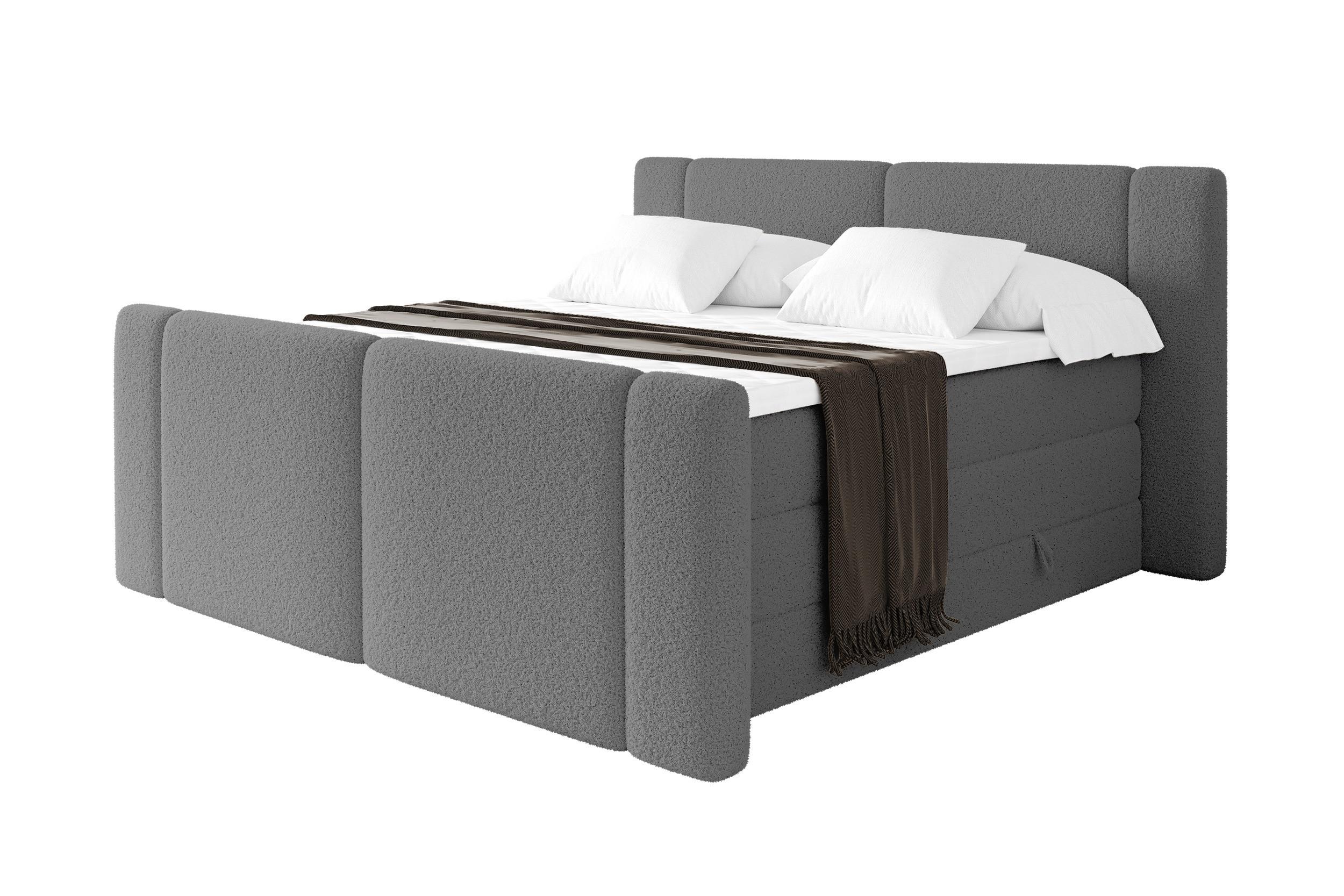 BOXSPRINGBETT mit Matratze H3/H4 - EVON KING Zanozek - 200x200 cm Grau - Taupe, Holzwerkstoff (200/200cm) - ALTDECOR