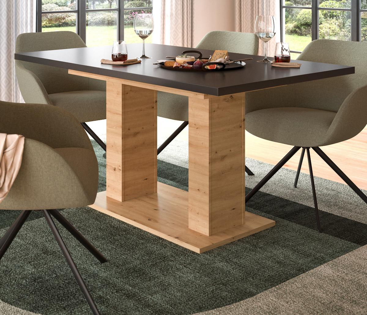 ESSTISCH grau, Eiche Artisan Küchentisch ausziehbar 150 - 190 cm - Eiche Artisan/Grau, Holzwerkstoff/Metall (150/90/76cm) - Inn.Furn