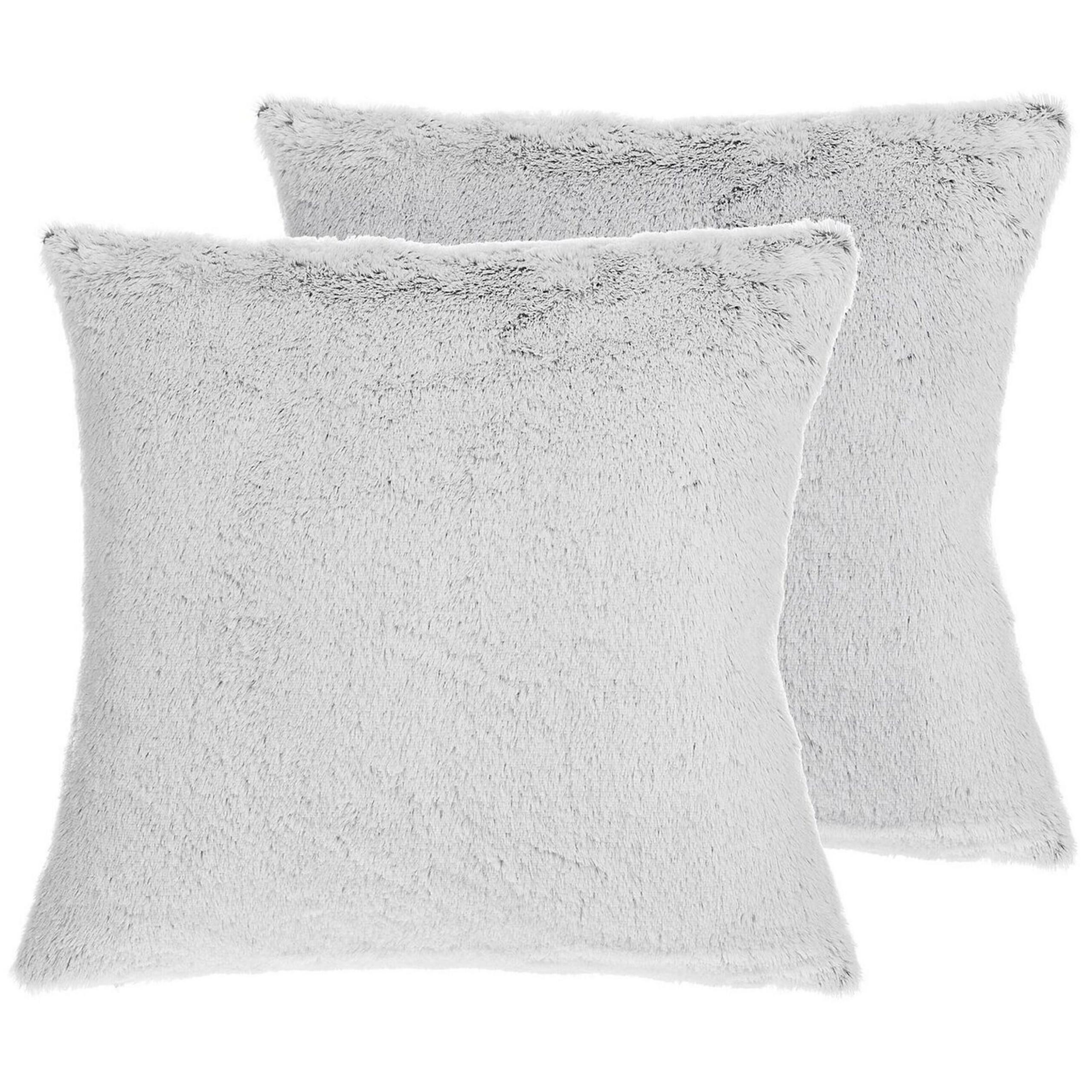 DEKOKISSEN 2er-Set Hellgrau 45/45 cm Clematis - Hellgrau, Textil (45/45cm) - Beliani