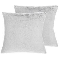 DEKOKISSEN 2er-Set Hellgrau 45/45 cm Clematis - Hellgrau, Textil (45/45cm) - Beliani