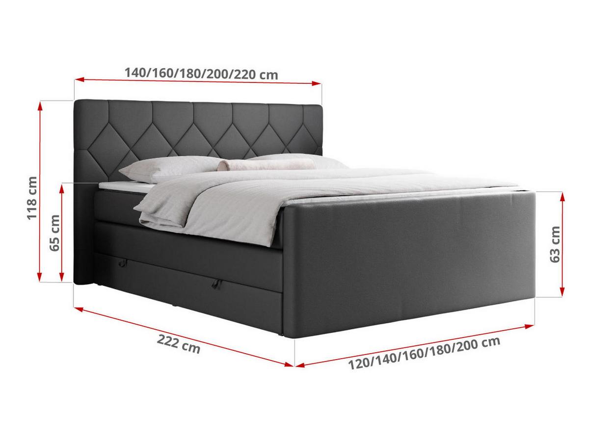 BOXSPRINGBETT KING EIGAR 140/200 Dunkelgrau Kunstleder - H4 - Dunkelgrau, Holz/Textil (140/200cm) - MKS