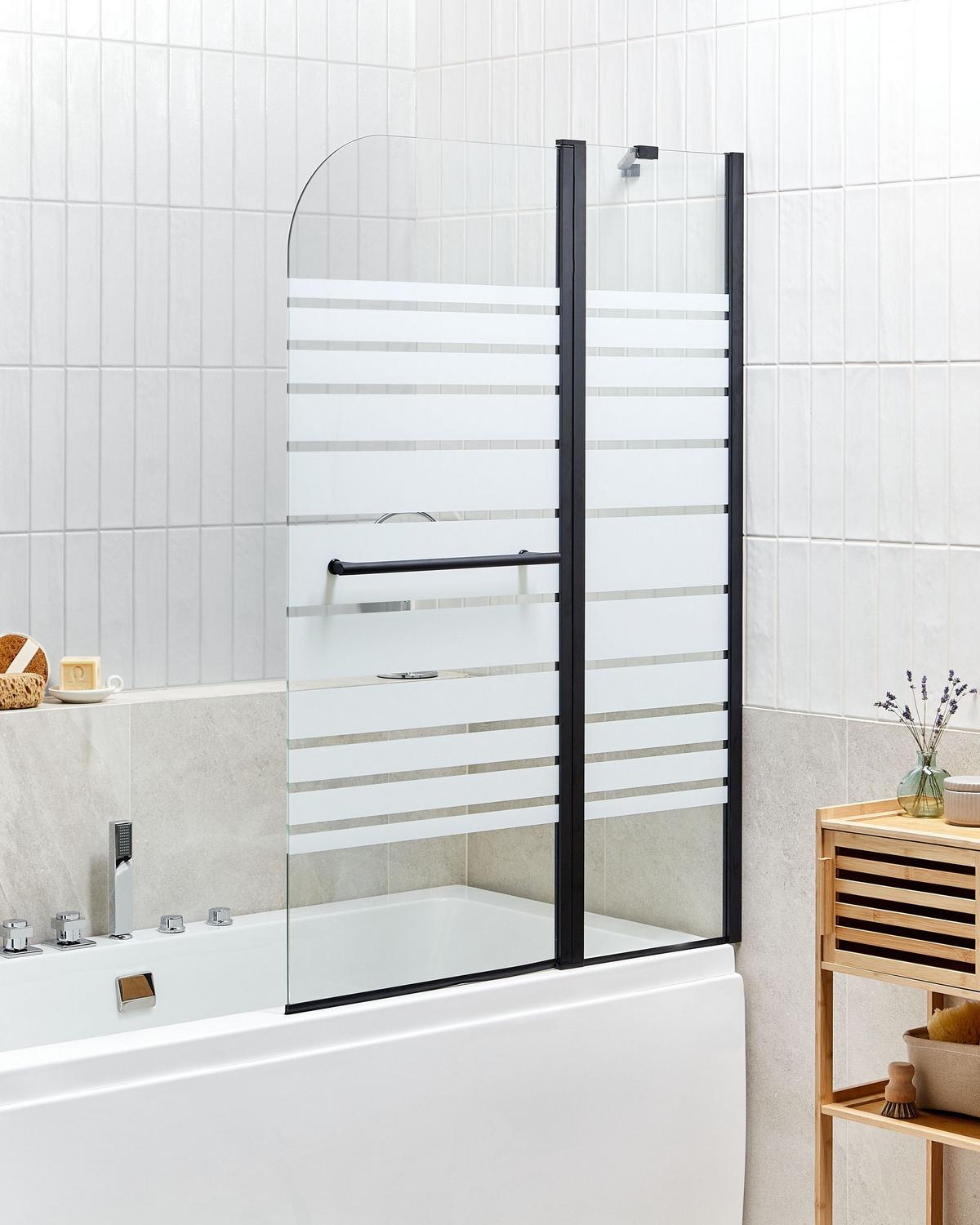 BADEWANNENAUFSATZ 140/100 cm Schwarz Tuapi - Transparent/Schwarz, Glas (100/140cm) - Beliani