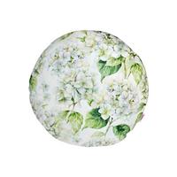 KISSENHÜLLE Rund Landlust-Hortensie weiß 40 cm Ø - Weiß/Grün, Textil (40/40cm) - beties Heimtextil