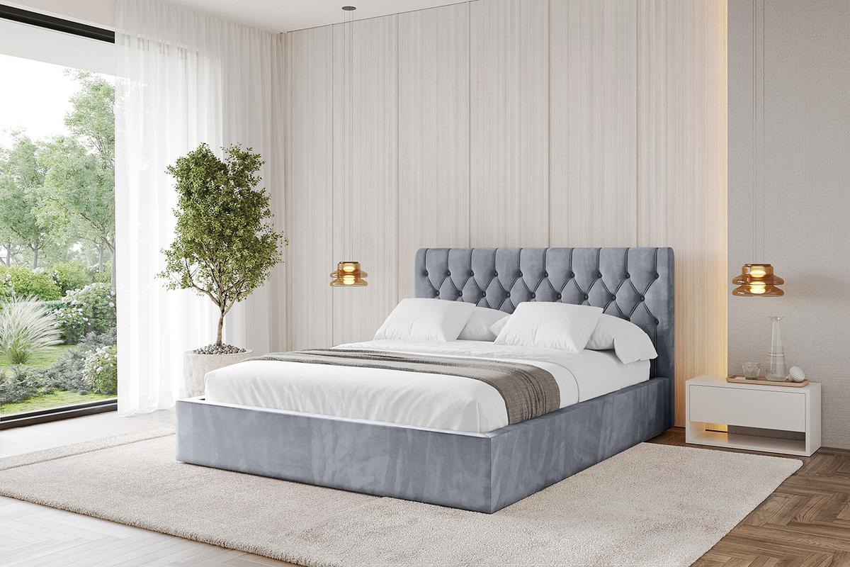POLSTERBETT mit Bettkasten und Lattenrost, Boxbett ohne Matratze - RENO 180x200 Grau - Grau, Holzwerkstoff/Textil (180/200cm) - ALTDECOR