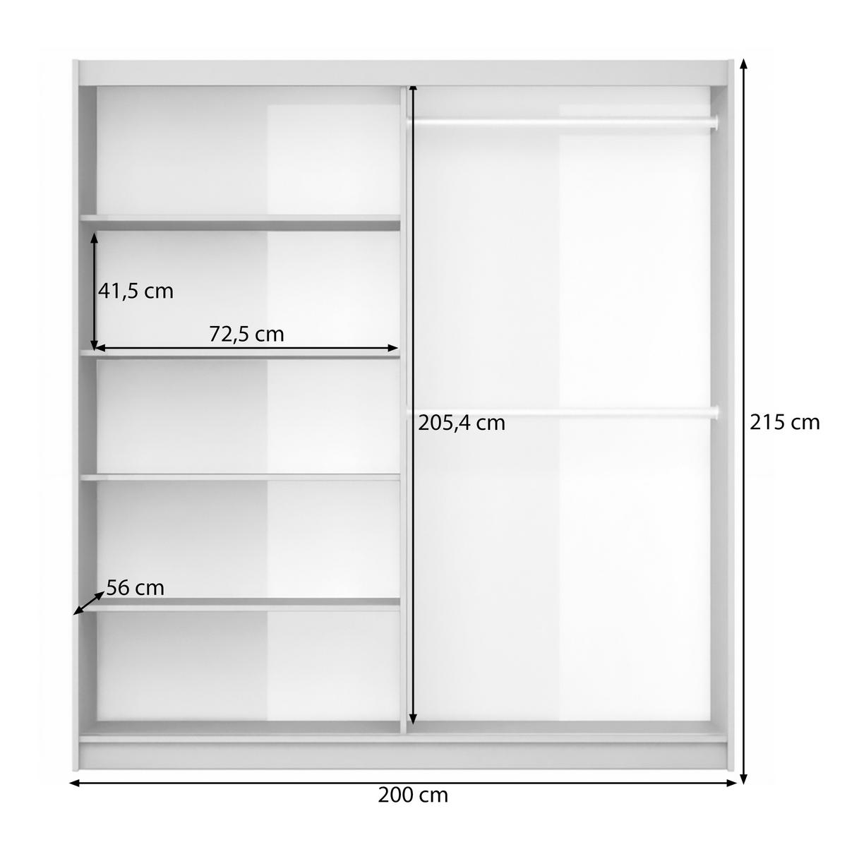 SCHWEBETÜRENSCHRANK Travis mit 2 Türen und LED-Beleuchtung, 200 cm, Kaschmir - Kaschmir, Holzwerkstoff (200/215/65cm) - Beautysofa