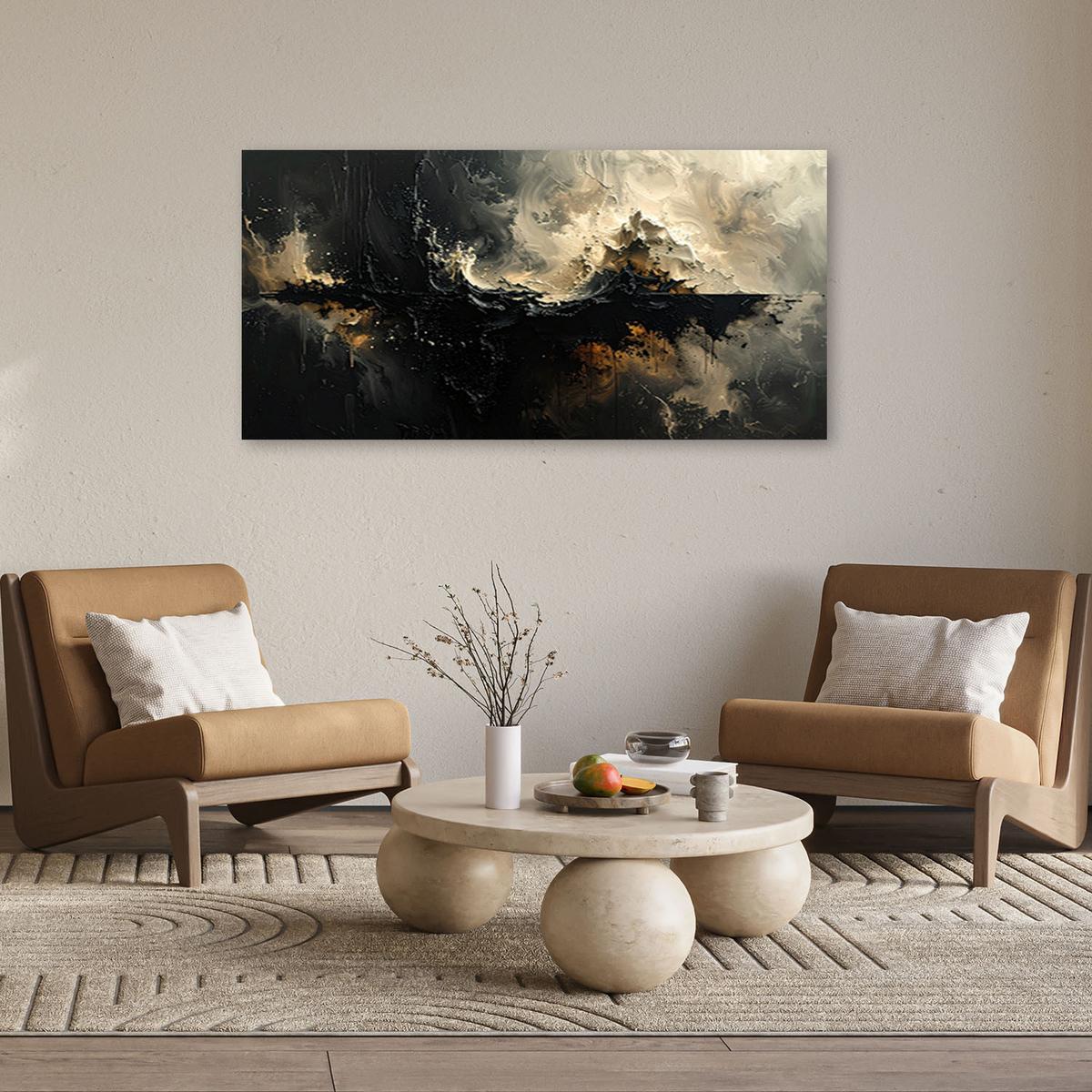 LEINWANDBILD Abstraktion 100x50cm - Schwarz, Textil (100/50cm) - Feeby