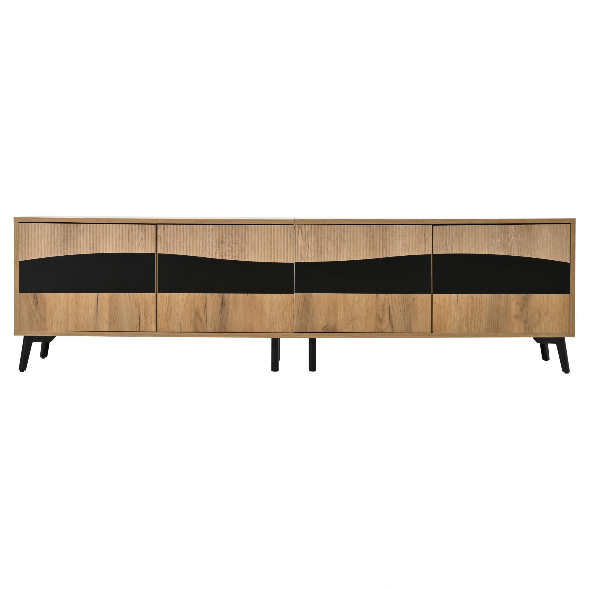 TV-LOWBOARD Natur & Schwarz 180 cm für Fernseher bis 75 Zoll - Naturfarben, Holzwerkstoff (180/50/40cm) - Urban Meuble