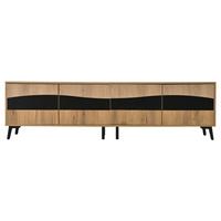 TV-LOWBOARD Natur & Schwarz 180 cm für Fernseher bis 75 Zoll - Naturfarben, Holzwerkstoff (180/50/40cm) - Urban Meuble
