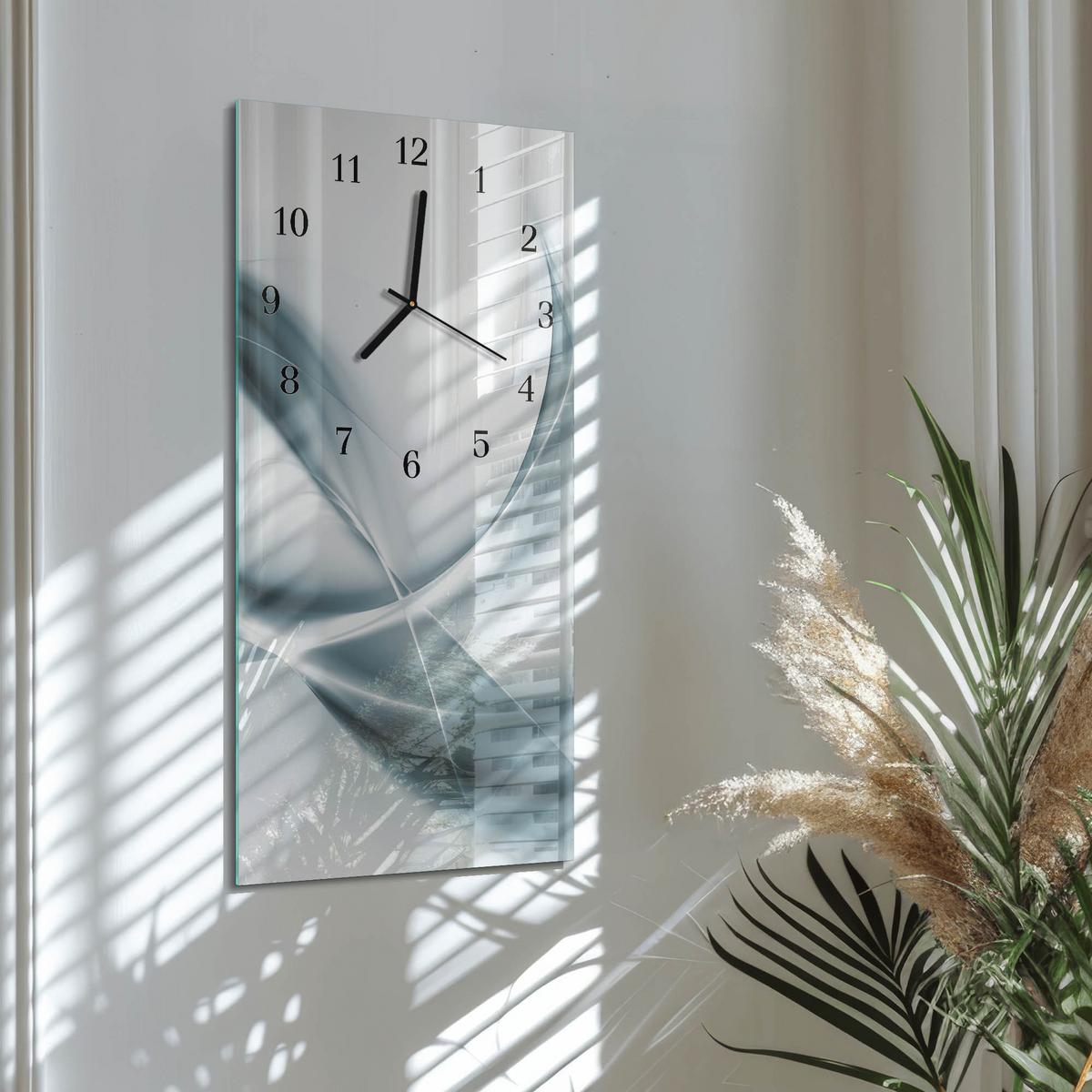 WANDUHR aus Glas 30x60 cm - Abstraktion - Silberfarben, Glas (30/60/0.4cm) - TULUP
