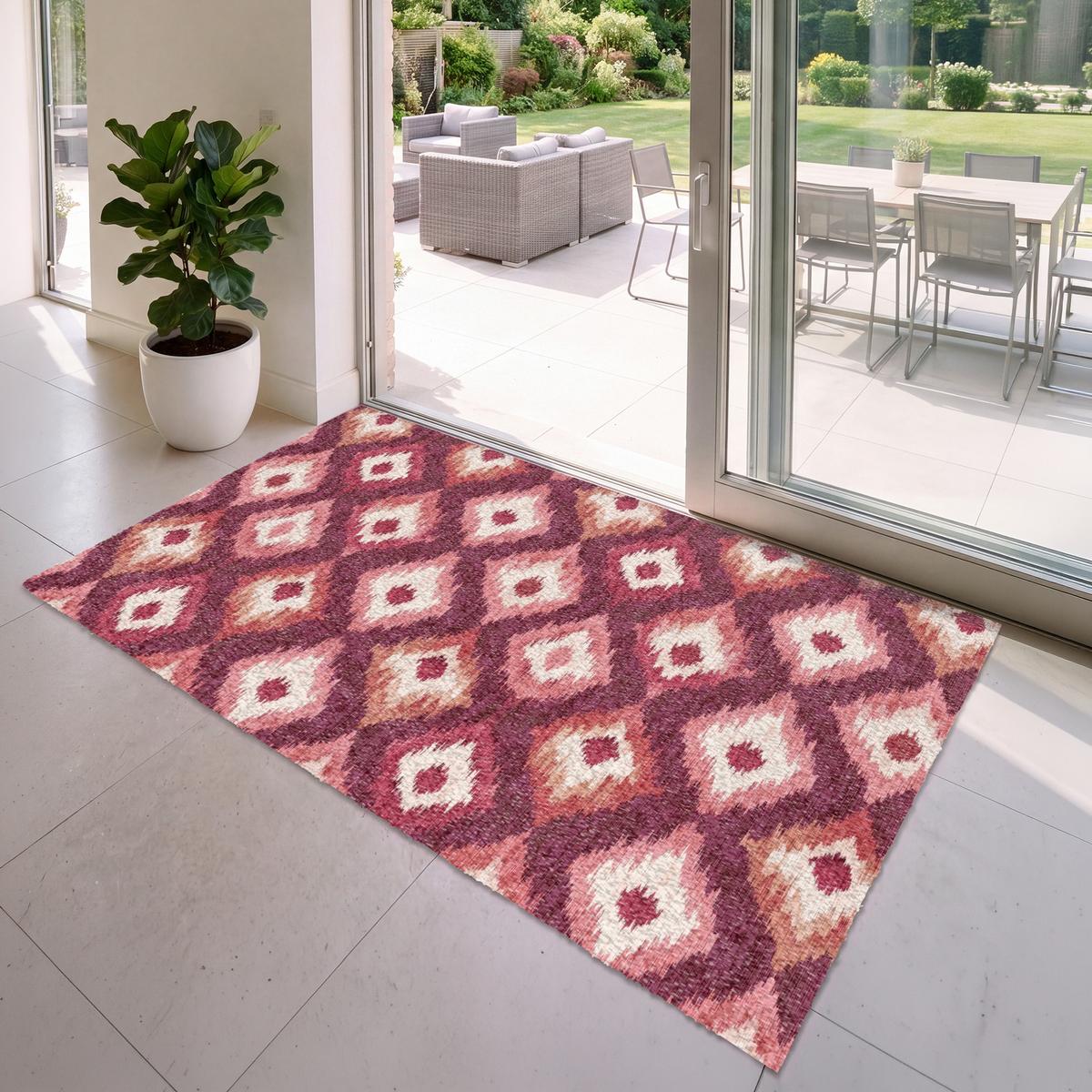 FUSSMATTE Diamantformen - Rosa - Muster - Textur Flurteppich 180x120 cm - Beere, Kunststoff (180/0.4cm) - MuchoWow