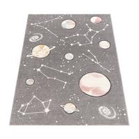KINDERTEPPICH, mit Weltraum-Motiv, aus Polypropylen, Grau, 133 x 133 cm - Grau, Textil (133/133cm) - KADIMA DESIGN