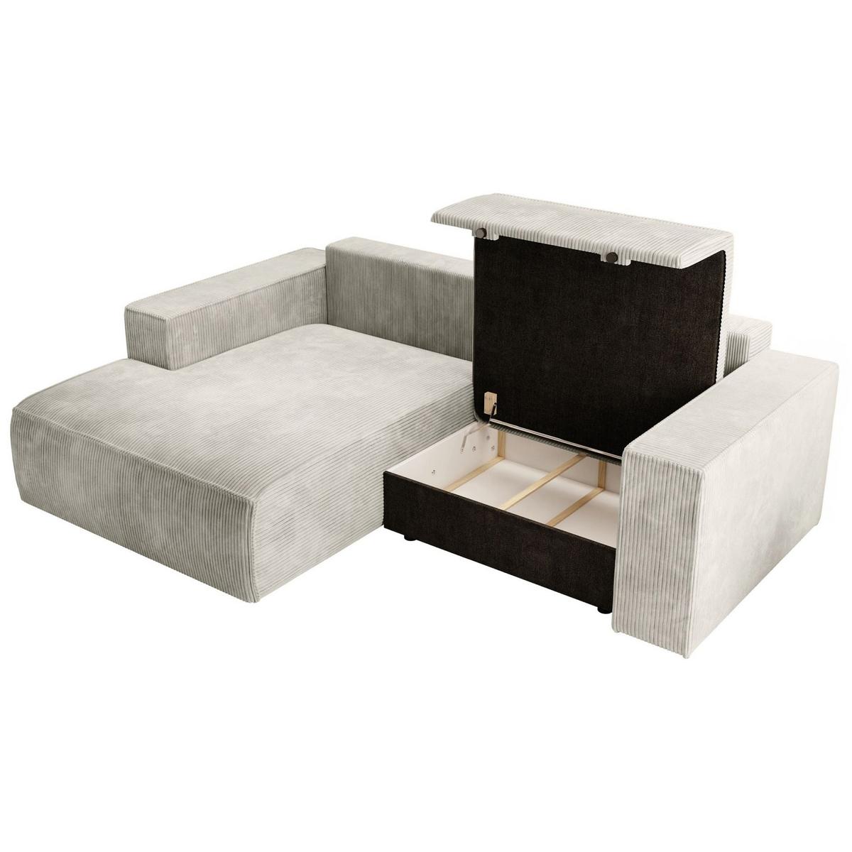 ECKSOFA Farese Mini mit Cordbezug Greige, links - Taupe/Schwarz, Textil (240/167cm) - Selsey