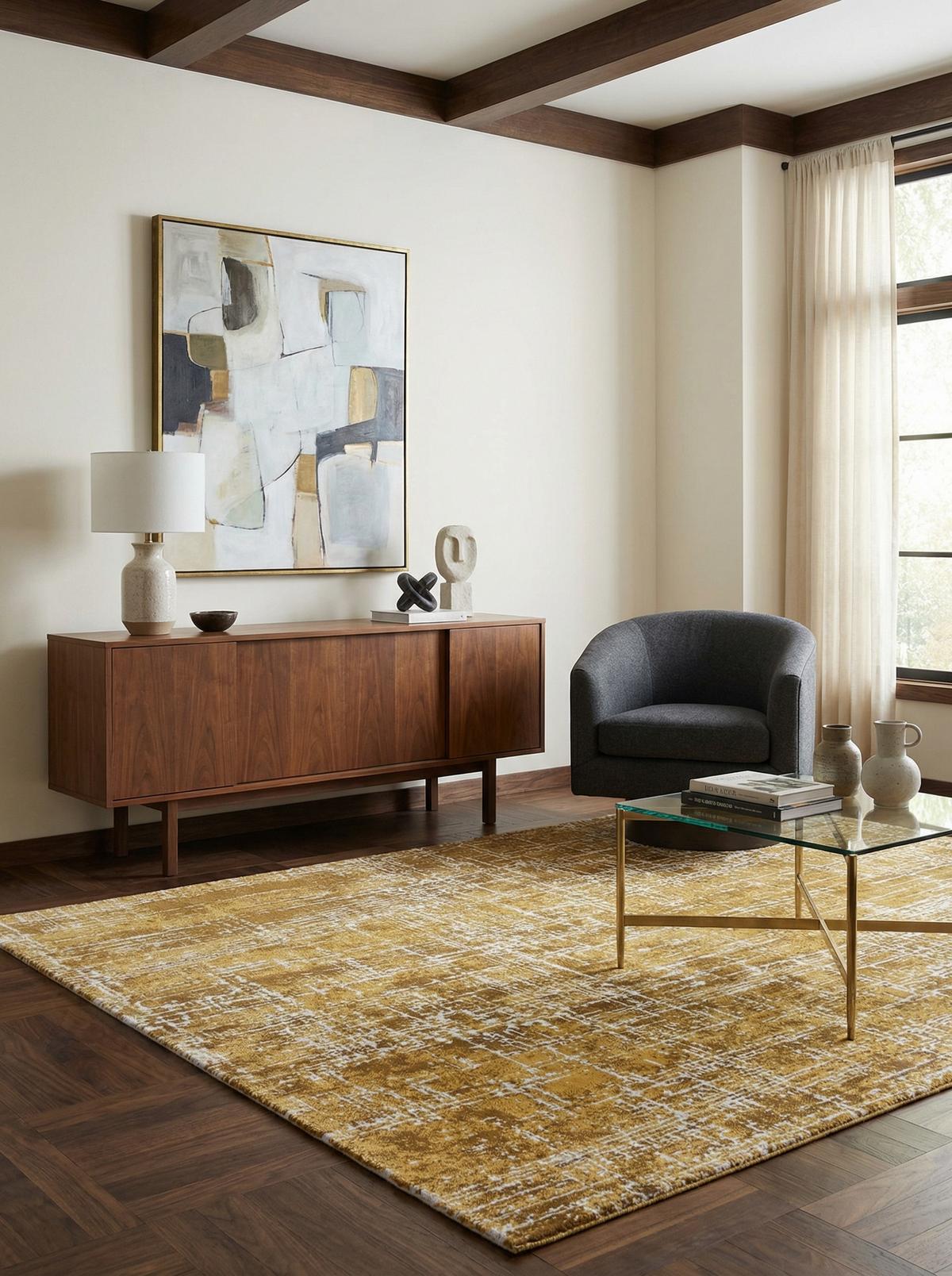 TEPPICH TIBER-Rom, abstrakt, Senfgelb, 120 x 170 cm - Gelb, Textil (170/120cm) - KADIMA DESIGN