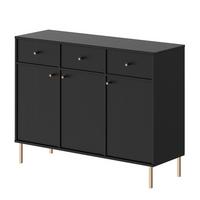 KOMMODE FLOW 124/41/95 cm, 3 Schublade(n), Schwarz - Schwarz, Holzwerkstoff/Metall (124.5/95/40.8cm) - Idohome