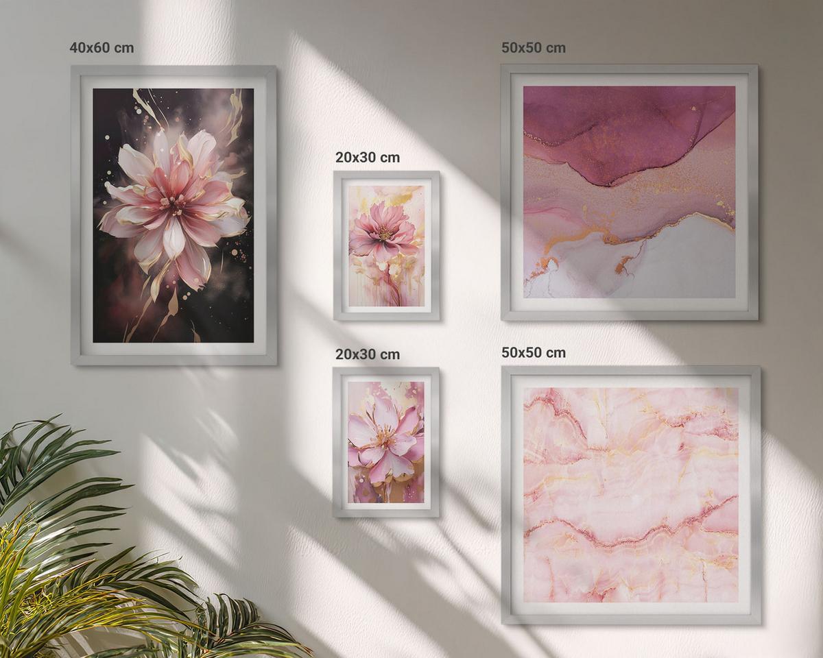 BILDER SET 5er Set - 50x50 cm & 20x30 cm & 40x60 cm Silberner Rahmen - Waldlandschaften der Wildnis - Silberfarben, Kunststoff (40/60cm) - TULUP
