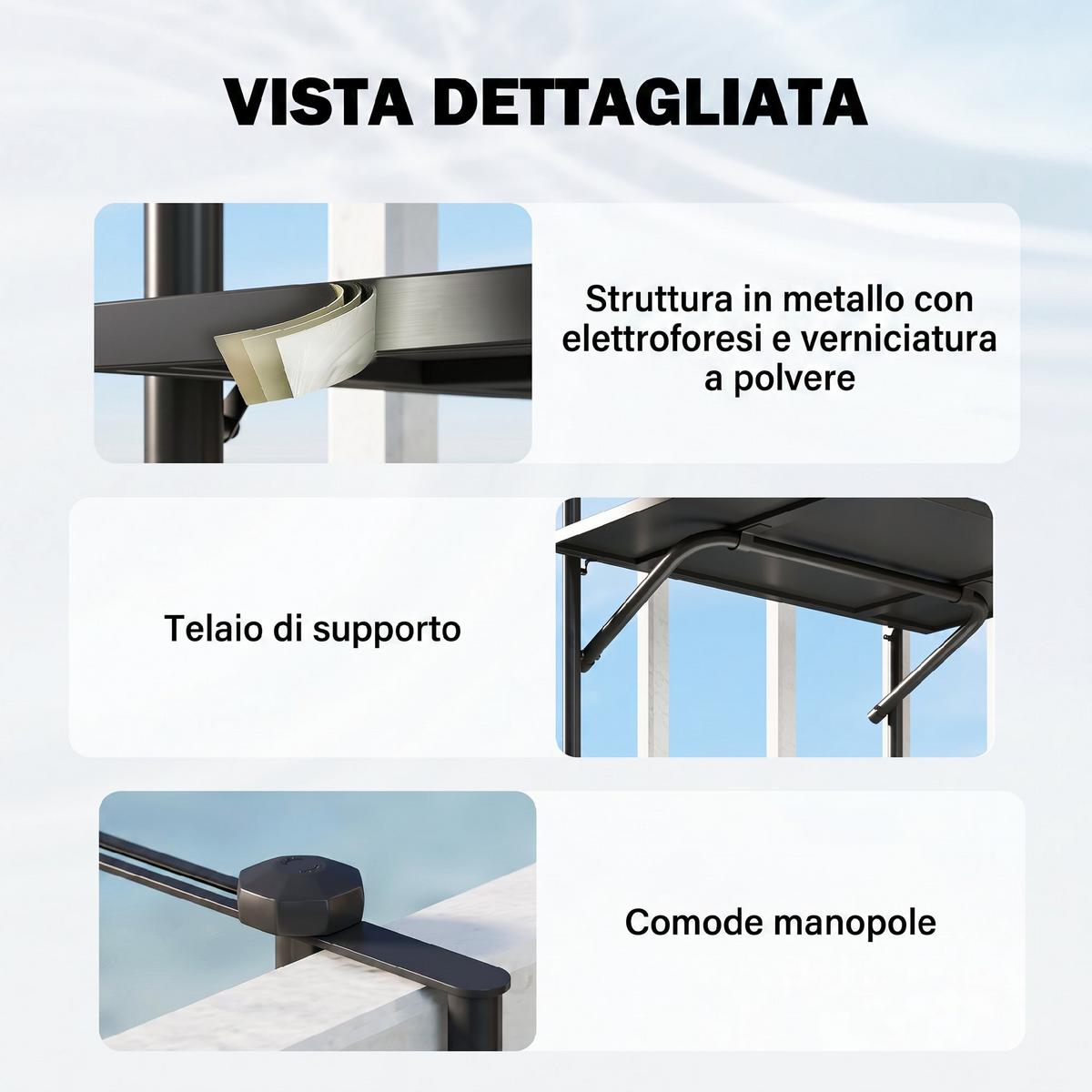 BALKONHÄNGETISCH, Schwarz, Metall - Schwarz, Metall (62/60/85.5cm) - Outsunny