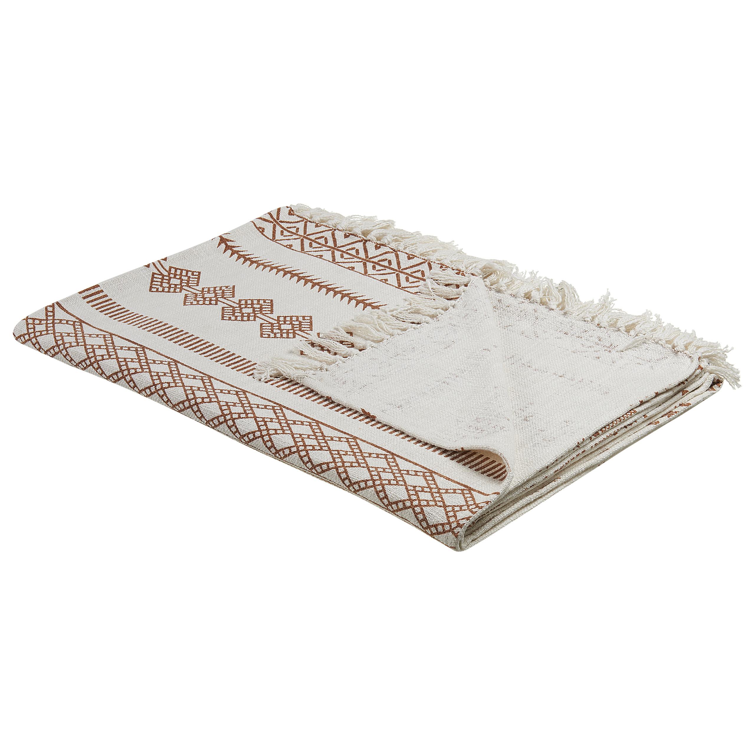 DECKE Beige Jorhat 130/180 cm - Beige/Braun, Naturmaterialien/Textil (130/180cm) - Beliani