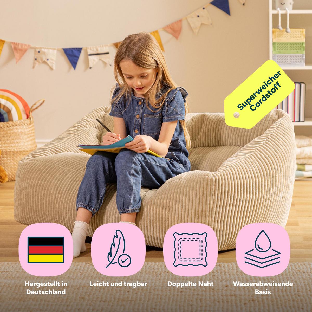 KINDERSITZSACK Sofa Cecilia - Beige, Textil (95/44/55cm) - icon