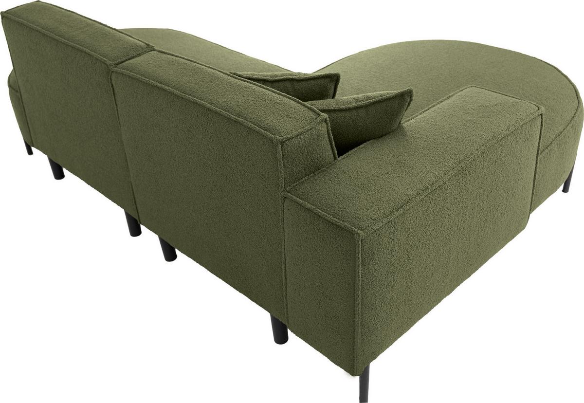 ECKSOFA Hana Loft 3-Sitzer Ecke Links, Boucle, Grün 241/80/168 cm - Schwarz/Grün, Textil/Metall (241/168cm) - WFL GROUP