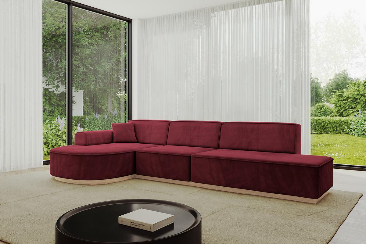 ECKSOFA Ottomane Links ARRIO-L2 - 328x171x83 cm Bordeauxrot - Bordeaux, Holzwerkstoff/Textil (328/171cm) - ALTDECOR