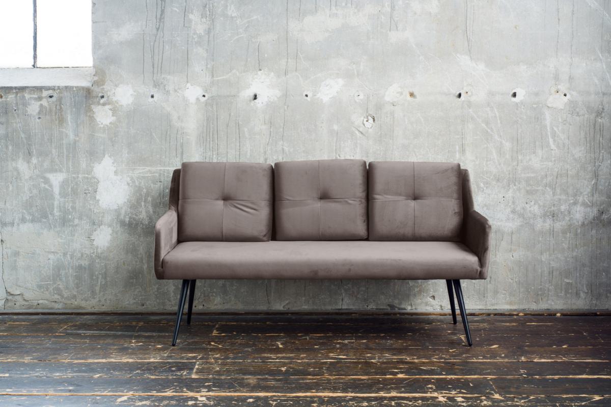 ESSZIMMERBANK PIRI Taupe Velvet - Taupe, Textil (180/84/64cm) - KAWOLA