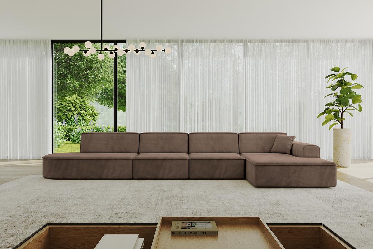 ECKSOFA Ottomane Rechts IREA-L3-v3 - 412x165x77 cm Braun - Braun, Holzwerkstoff/Textil (412/165cm) - ALTDECOR