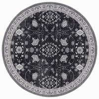 TEPPICH Kurzflor, waschbar, mit floralen Ornamenten, VERNANTE in Schwarz-Creme-Grau, Ø 120 cm - Schwarz, Textil (120/120cm) - KADIMA DESIGN