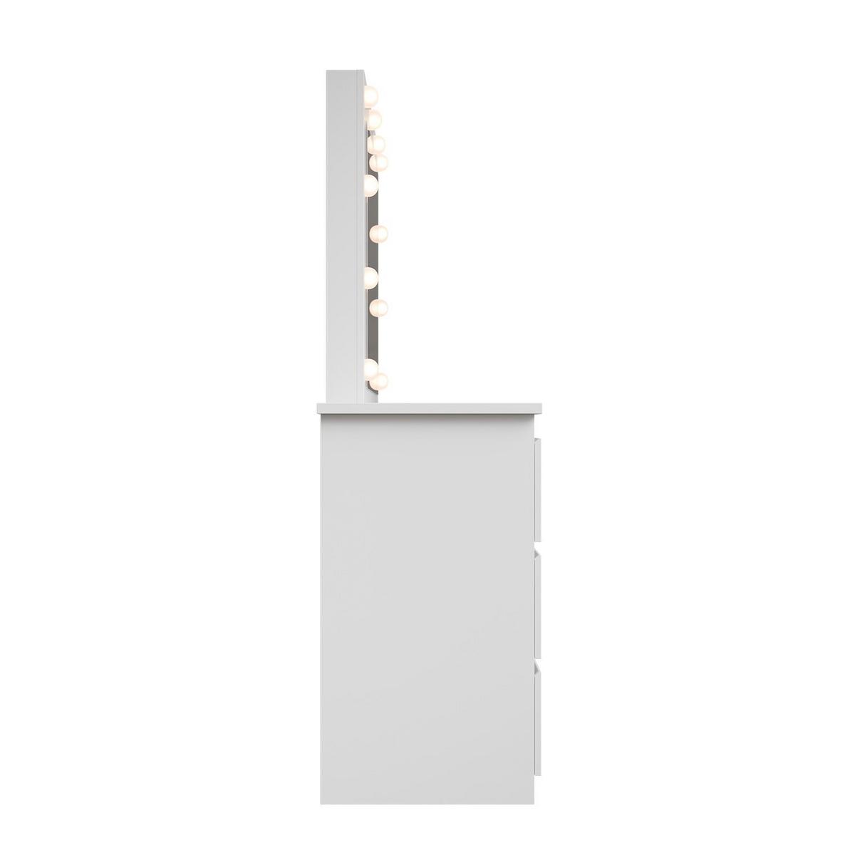 SCHMINKTISCH Talea mit LED (3 Lichtstufen) - Weiß, Holz (110/141/40cm) - Juskys