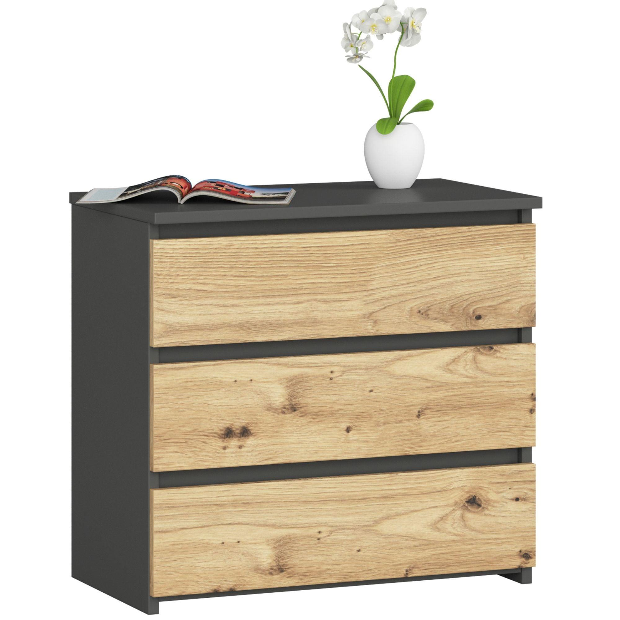 KOMMODE Graphit Grau, Eiche Artisan 57/60/35 - Eiche Artisan, Holzwerkstoff (60/57/35cm) - RAUMHIRSCH FURNITURE