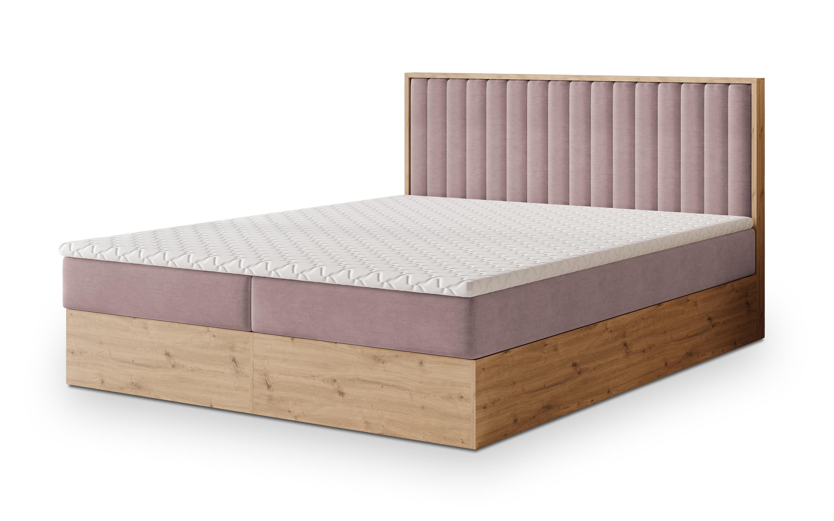 BOXBETT VARELI 140x200 cm mit Matratze und Topper - Rosa - Rosa, Holz (140/200cm) - MASSENO